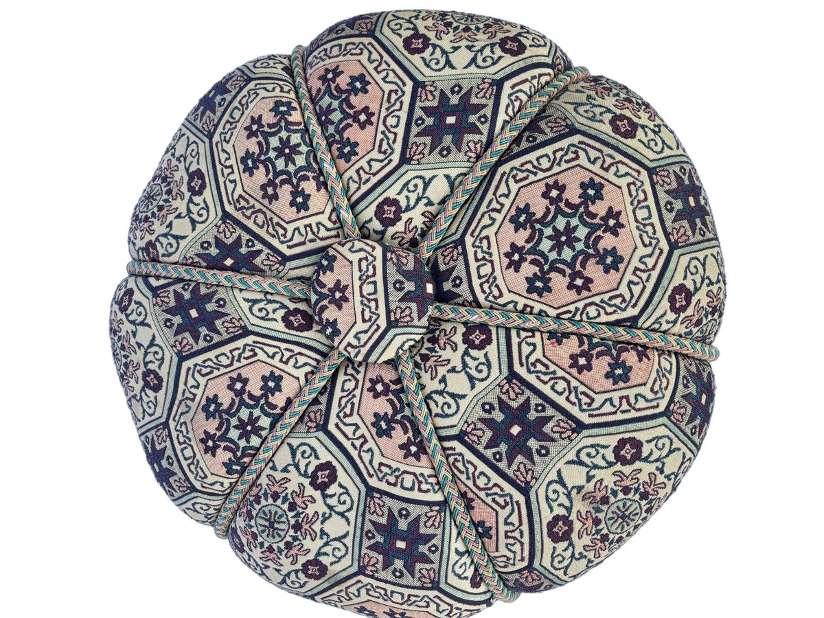 Moroccan Pouf Upholstered in Moorish Textile Fabric Stool