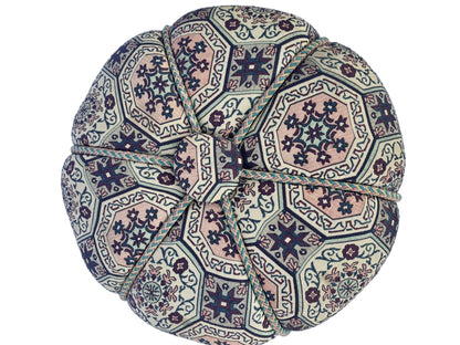 Moroccan Pouf Upholstered in Moorish Textile Fabric Stool