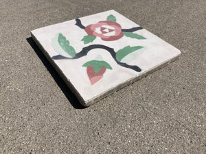 Moroccan Encaustic Cement Tile Sample with Floral Design