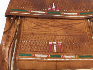 Antique African Tuareg Moroccan Shoulder Leather Bag 1960's Collectible