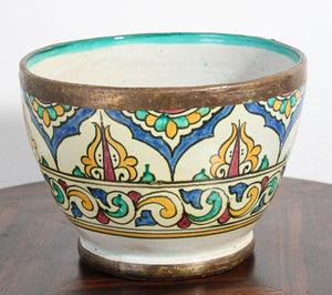 Antique Moroccan Ceramic Glazed Bowl Handcrafted in Fez Meknes Jobbana 1900