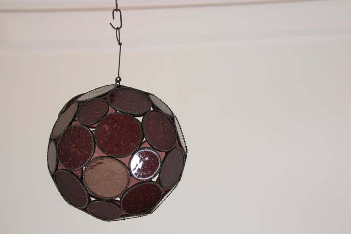 Handcrafted Moroccan Moorish Lavender Glass Lantern or Orb Pendant