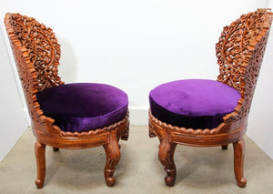 Pair of Vintage Anglo-Raj Side Lounge Chairs 1950's