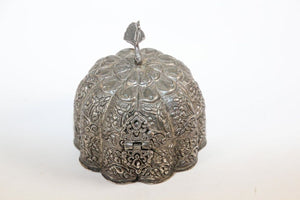Antique Mughal Silver Chased Collectible Box Trinket Pandan Box, North India