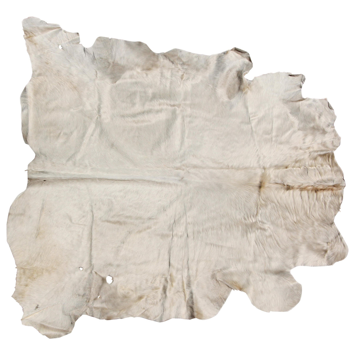 Hand-Crafted White Cowhide Rug from Argentina, Folk Art Style, 1980 — main image