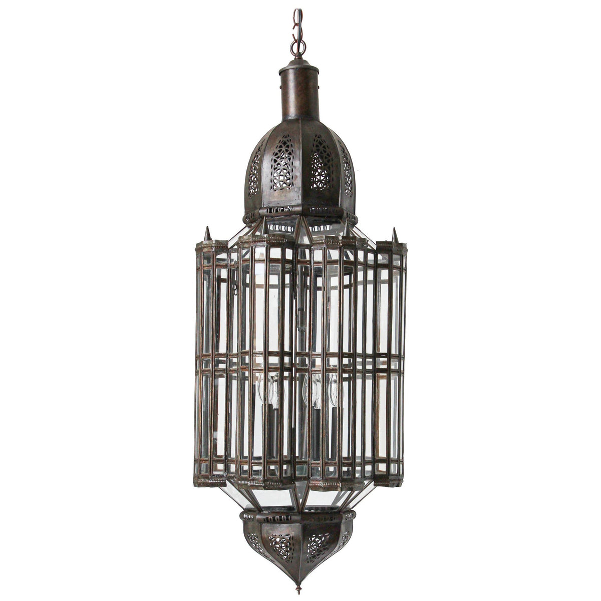 Large Clear Glass Moorish Mamounia Pendant Chandelier, Clear Glass