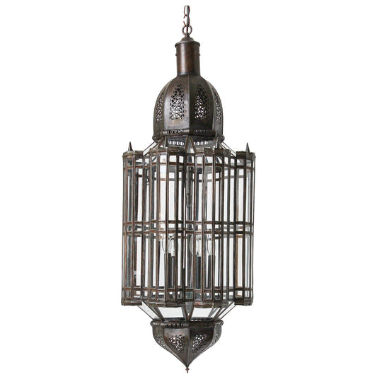Large Clear Glass Moorish Mamounia Pendant Chandelier, Clear Glass