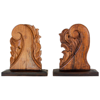 Architectural European Mounted Carved Wood Fragment, Pair — India