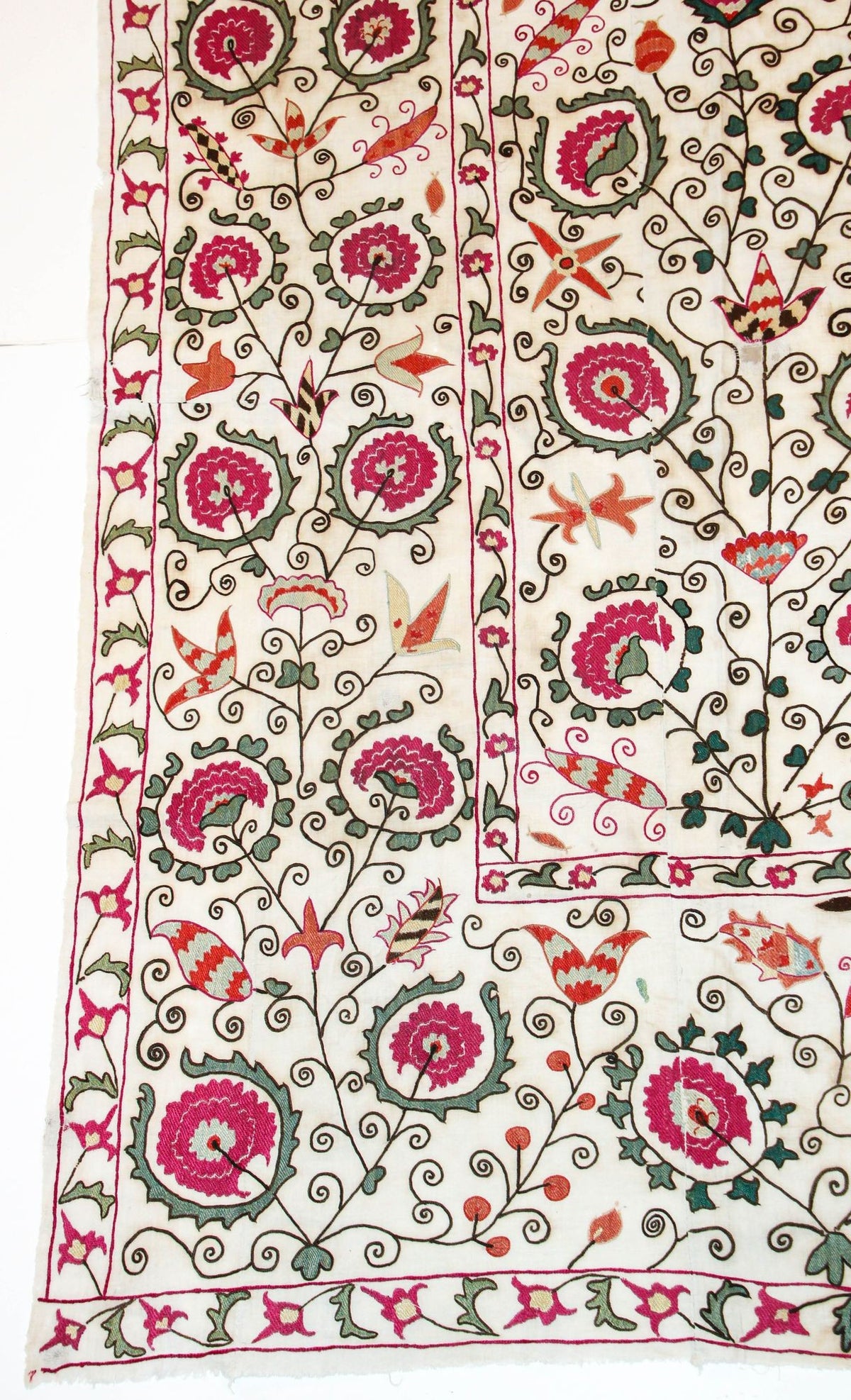 19th C. Suzani Bukhara Uzbekistan Antique Embroidered Islamic Art Textile Susani