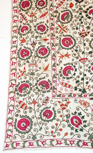 19th C. Suzani Bukhara Uzbekistan Antique Embroidered Islamic Art Textile Susani