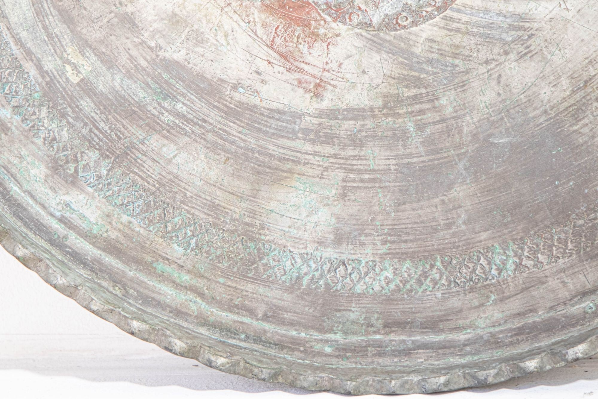 Antique Large Tinned Copper Ottoman Turkish Circular Tray