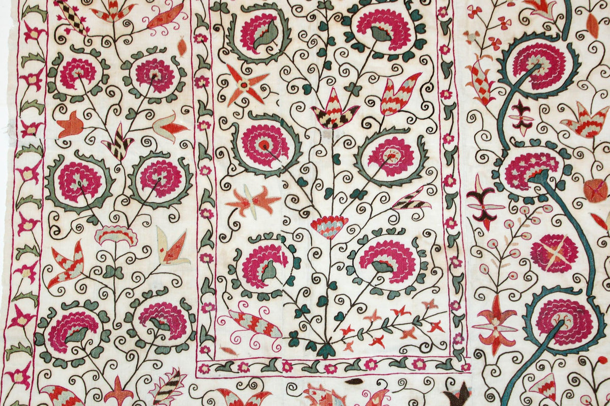 19th C. Suzani Bukhara Uzbekistan Antique Embroidered Islamic Art Textile Susani