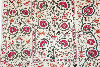 19th C. Suzani Bukhara Uzbekistan Antique Embroidered Islamic Art Textile Susani