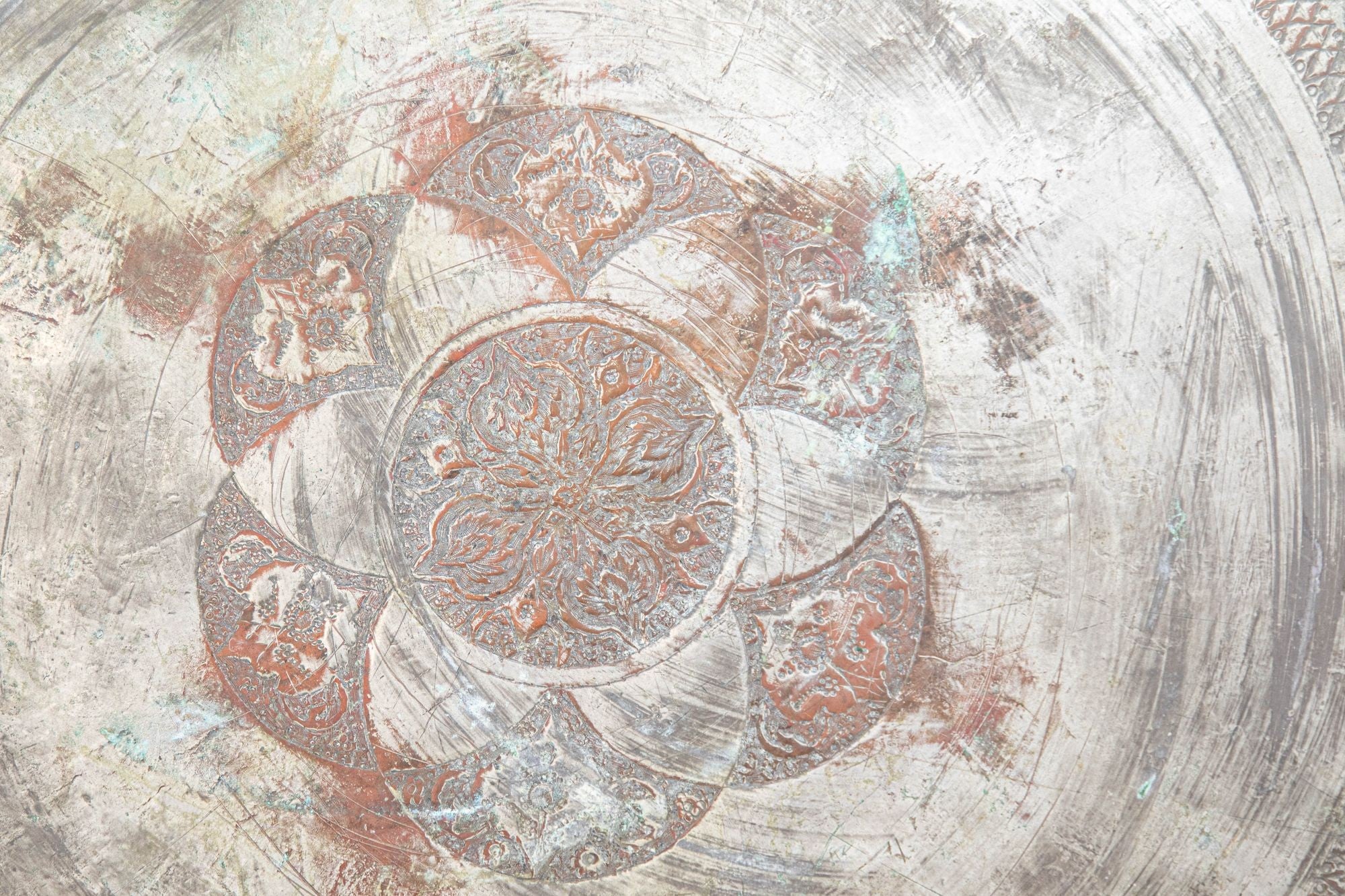 Antique Large Tinned Copper Ottoman Turkish Circular Tray