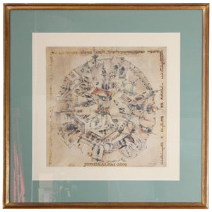 Framed Hand-Painted Jerusalem Art, Modern Style, Late 20th Century