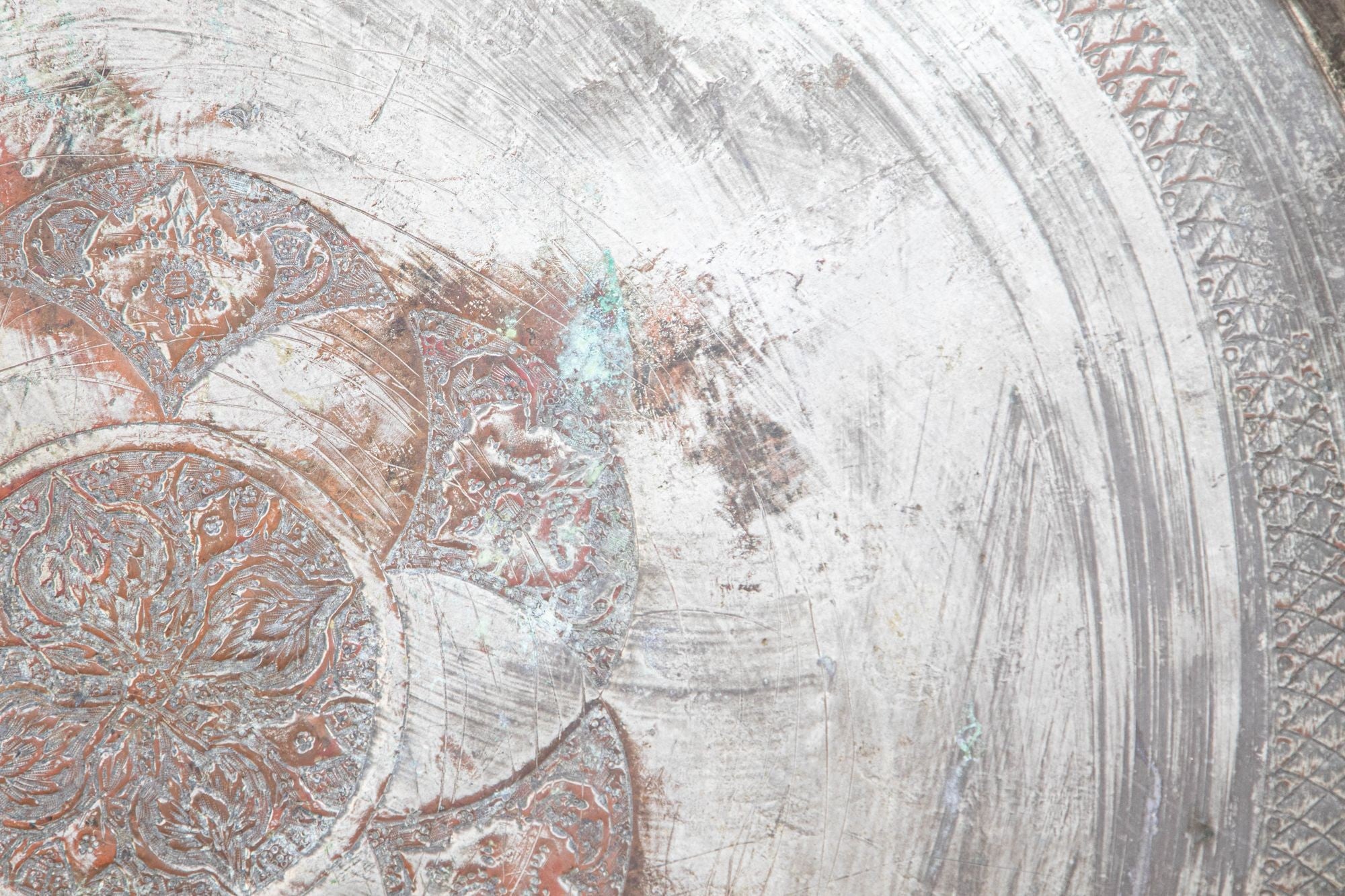 Antique Large Tinned Copper Ottoman Turkish Circular Tray