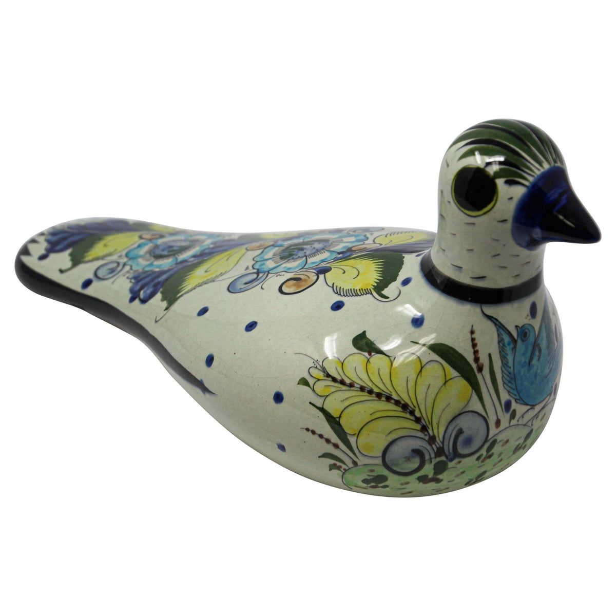 Tonala Folk Art Bird Mexican Hand Painted Colorful Pottery 1960s — main image