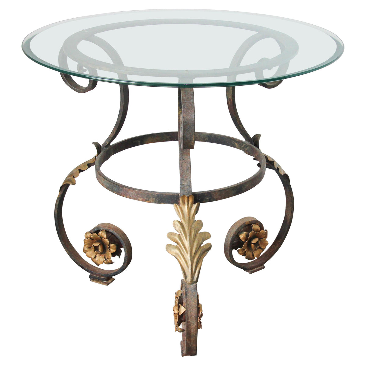 Art Nouveau Italian Glass Table top with Iron frame Indoor or Outdoor — Italy