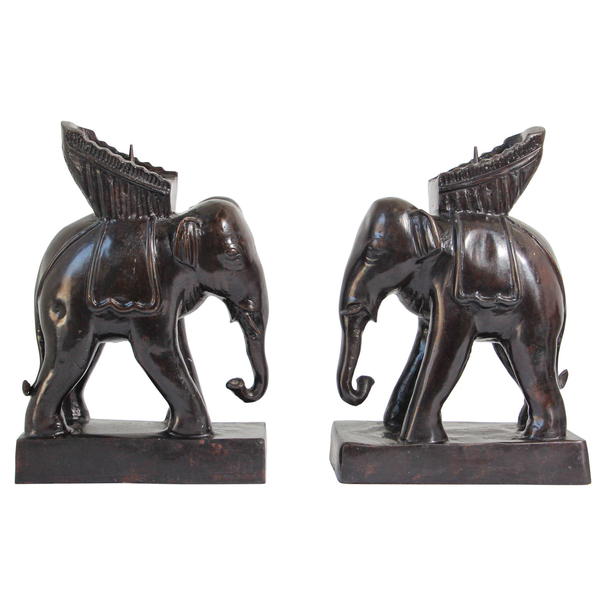 Pair of Maitland Smith Bronze Elephant Vintage Candlesticks — main image
