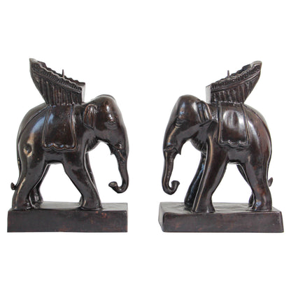 Pair of Maitland Smith Bronze Elephant Vintage Candlesticks — main image