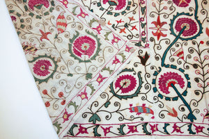 19th C. Suzani Bukhara Uzbekistan Antique Embroidered Islamic Art Textile Susani