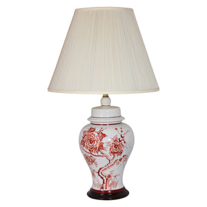 Vintage Hand-Painted Chinese Table Lamp, Floral Design, 1950