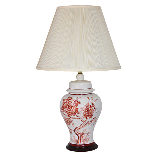 Vintage Hand-Painted Chinese Table Lamp, Floral Design, 1950 — China
