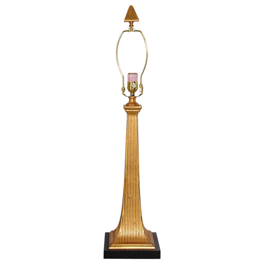 Vintage Currey & Company Gilt Wood Table Lamp on Marble Stand — United States