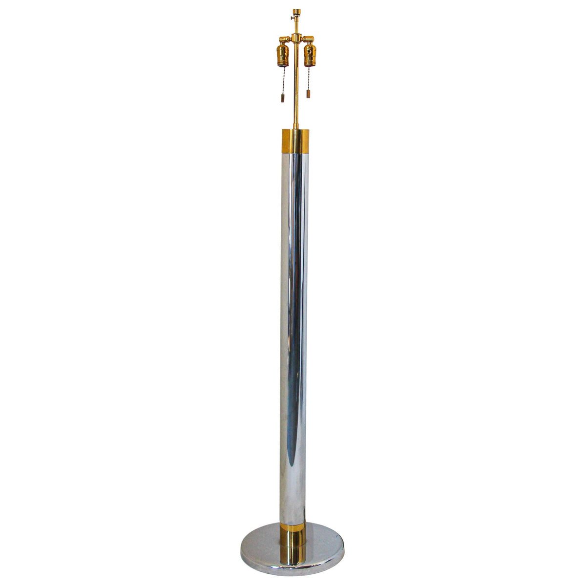 Midcentury Floor Lamp in Chrome and Brass, Italian Design, 1970s — Italy