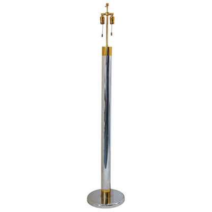 Midcentury Floor Lamp in Chrome and Brass, Italian Design, 1970s — Italy