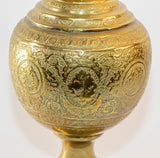 Antique Chiseled Brass Oversized Islamic Mughal Rose Water Perfume Holder Bidri