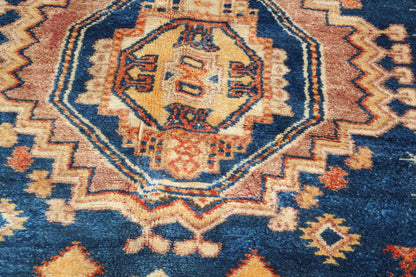 1960s Vintage Moroccan Tribal Rug by Berber Artisans, Indigo & Orange