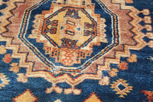 1960s Vintage Moroccan Tribal African Rug Indigo and Burnt Orange