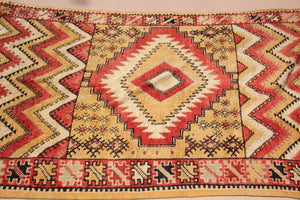 1960s Moroccan authentic Berber Rug Orange Yellow and Ivory 10 ft x 5ft.