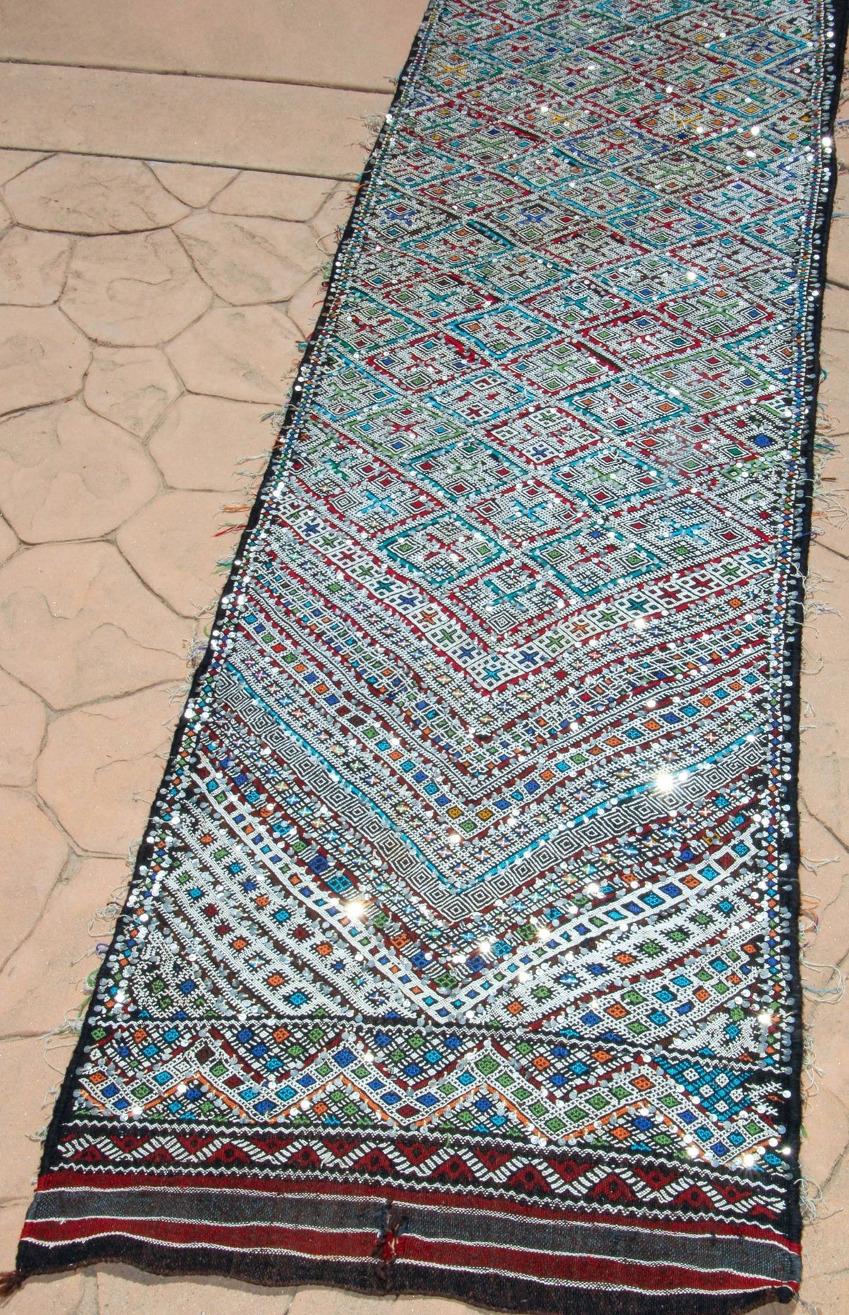 1950s Vintage Zemmour Moroccan Rug Berber Runner, 3ft x 16.4ft long