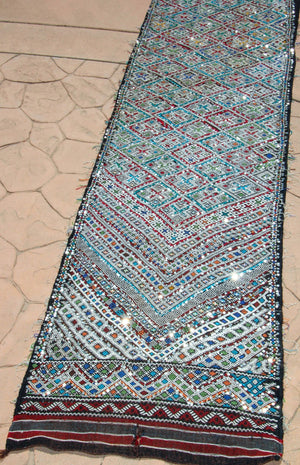 1950s Vintage Zemmour Moroccan Rug Berber Runner, 3ft x 16.4ft long