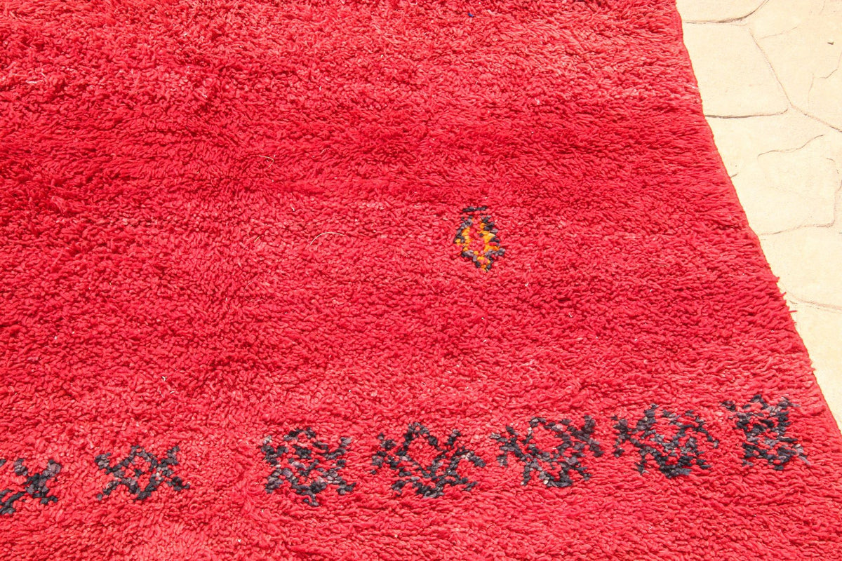 Vintage Moroccan Berber Rug by Weaver Tribes, Red Ethnic Design, 1960s