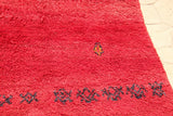 1960s Vintage Red Ethnic Moroccan Fluffy Rug Bed of Roses