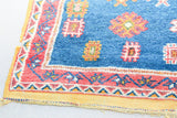 1960s Moroccan Berber Rug in Royal Blue, Pink and Orange Colors