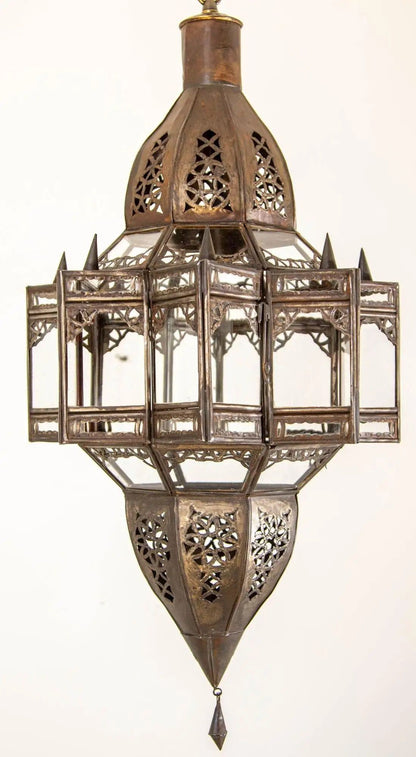 Moroccan Hanging Glass Lantern in Moorish Star Shape