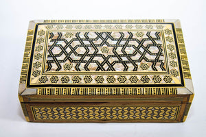 Middle Eastern Moorish Mother of Pearl Inlaid Marquetry Jewelry Box