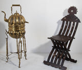 Moroccan Brass Tea Kettle on Stand Handcrafted in Fez Morocco 1930