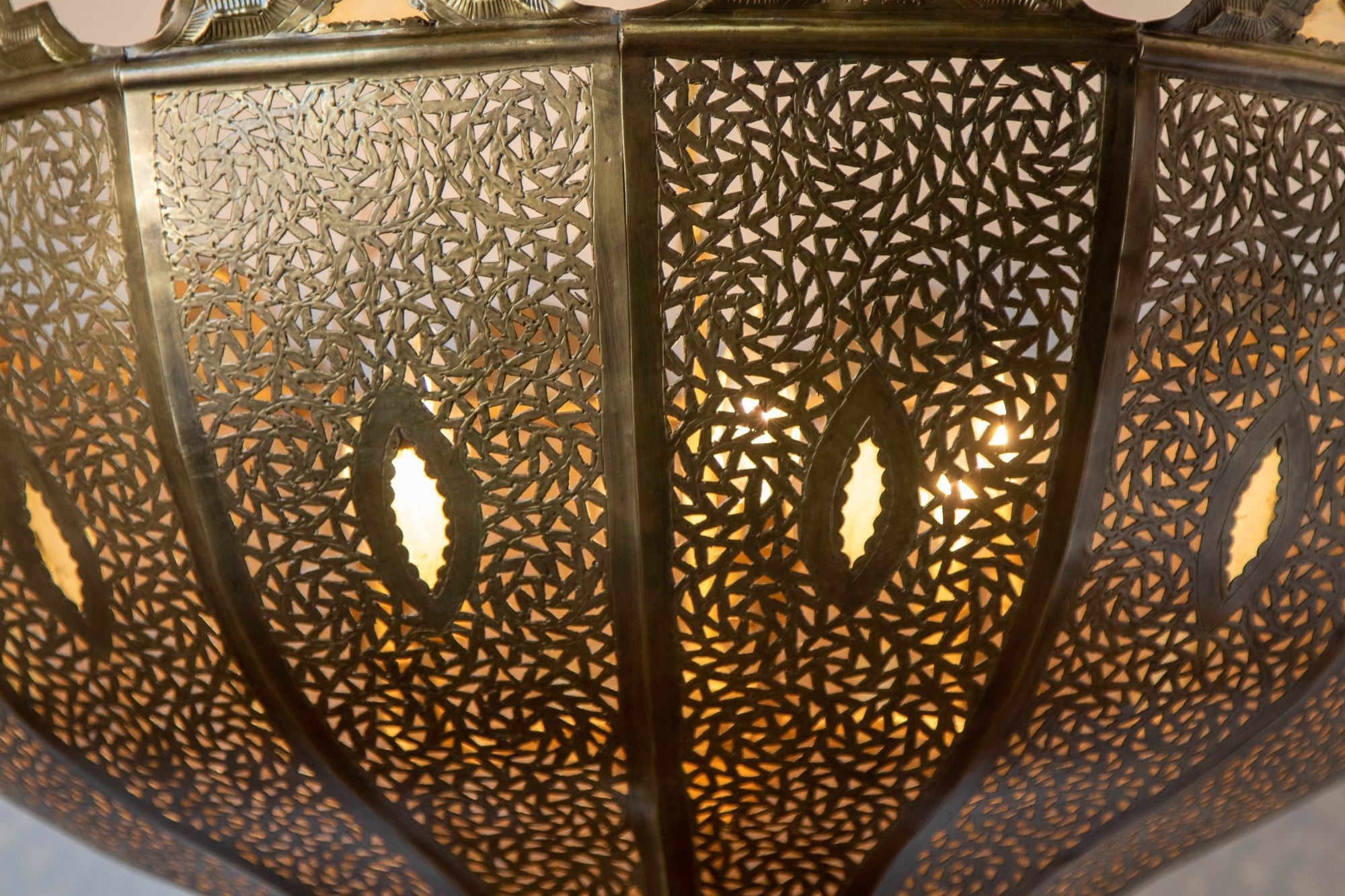 Vintage Large Moroccan Brass Chandelier in Andalus Moorish Style