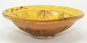 Glazed Islamic Hispano-Moresque Earthenware Dish Yellow Bowl