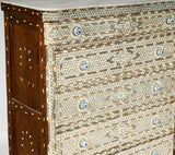 Antique Middle Eastern Mother-of-Pearl Inlaid Marble-Top Chest of Drawers