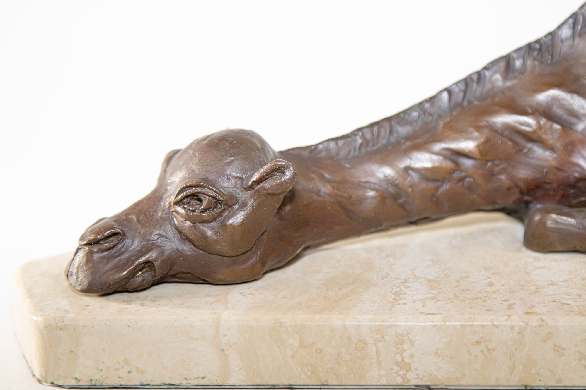 Bronze Resting Camel Sculpture on Marble Stand French School