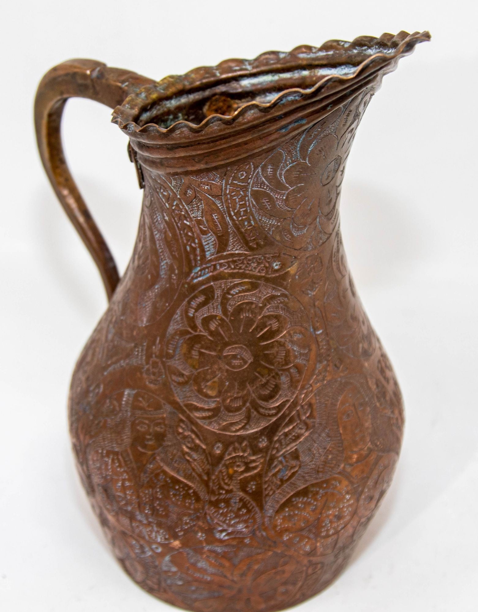 Islamic Persian Copper Pitcher Antique 19th Century Middle Eastern Ewer
