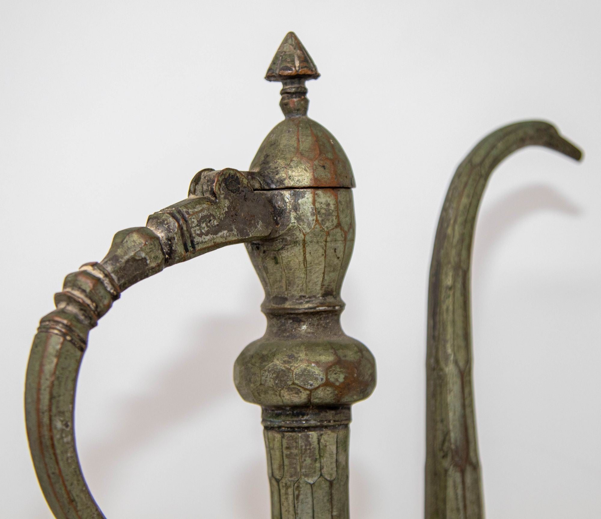 Antique Islamic Middle Eastern Qajar Persian Tinned Metal Ewer 19th Century