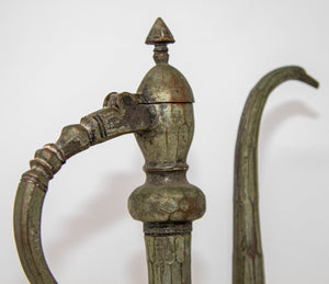 Antique Islamic Middle Eastern Qajar Persian Tinned Metal Ewer 19th Century