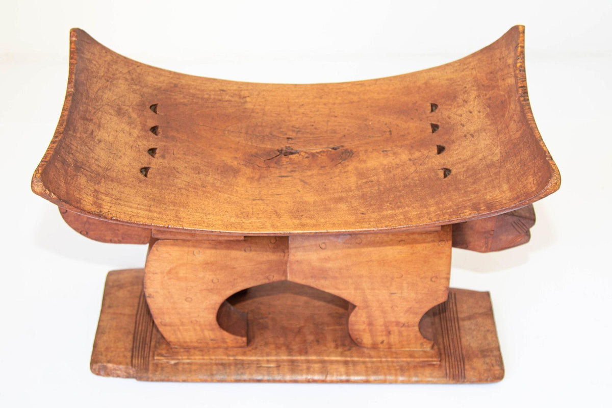 Antique Ghanian Ashanti Style Stool with Leopard Carved, Africa — additional view 3